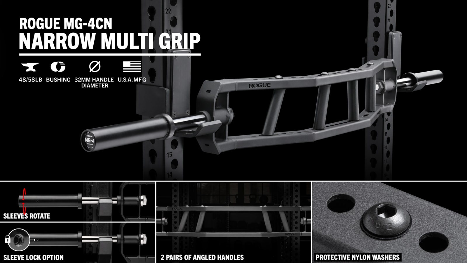 Rogue MG-4CN Narrow Multi Grip Camber Bar | Rogue Fitness